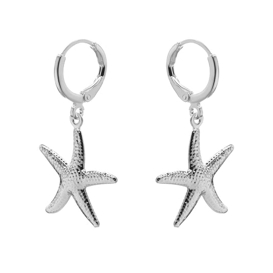 Aros Enchapados en Plata Argollas con Estrellas de Mar