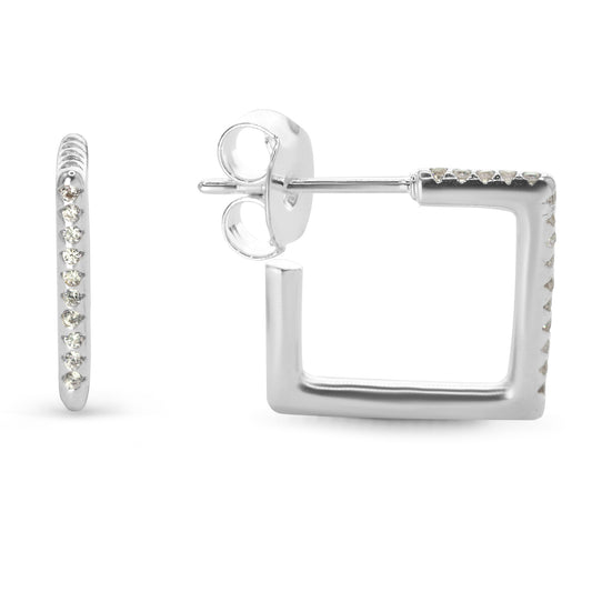 Aros Enchapados en Plata Argollas Cuadradas con Circones