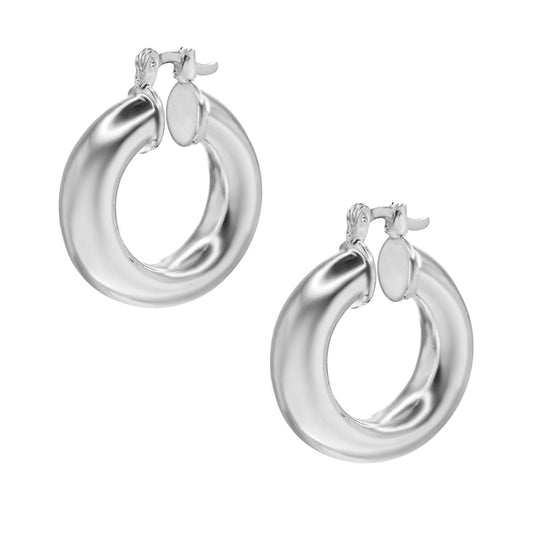 Aros Enchapados en Plata Argollas Estilo Maxi 23 mm