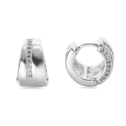 Aros Enchapados en Plata Argollas Gruesas con Hilera de Circones