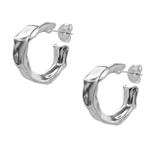 Aros Enchapados en Plata Argollas Irregulares 22 mm