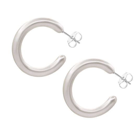 Aros Enchapados en Plata Argollas Perla de Imitación 28 mm