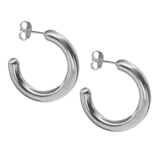 Aros Enchapados en Plata Argollas Semi Abierta 26 mm