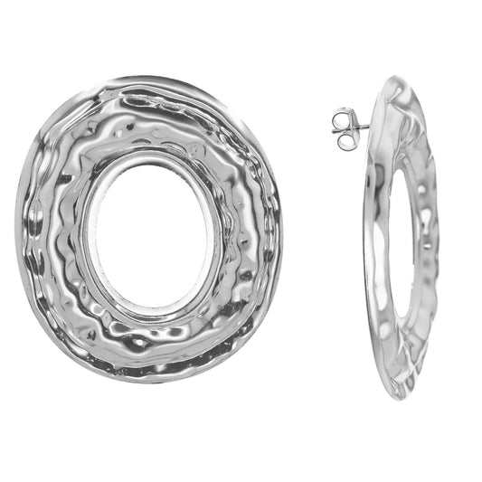 Aros Enchapados en Plata Diseño Anillo con Relieve de Estilo Maxi