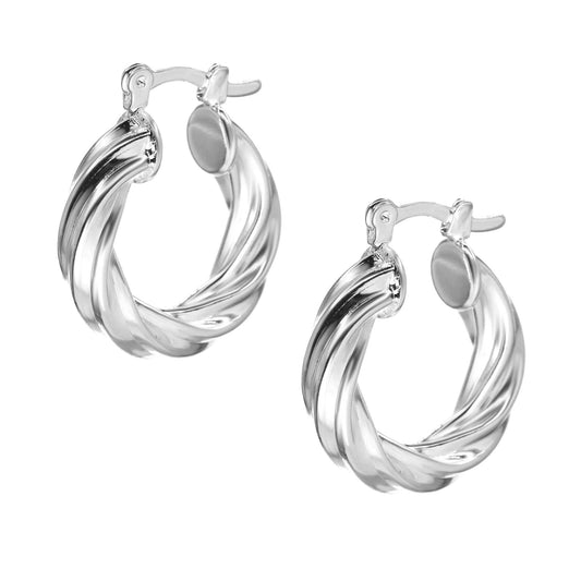 Aros Enchapados en Plata Diseño Anudado Gruesas con Broche Criollo