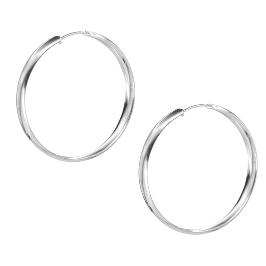 Aros Enchapados en Plata Diseño Argollas Lisa Bordes Redondeados