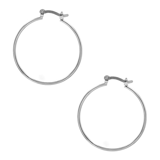Aros Enchapados en Plata Diseño Argollas Lisas con Broche Criollo