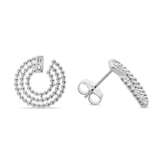 Aros Enchapados en Plata Diseño Circulo de Esferas con Aplicación de Circón