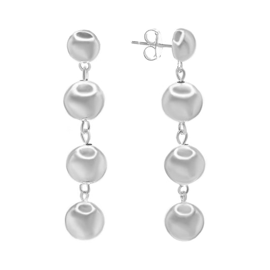 Aros Enchapados en Plata Diseño Colgante Esferas Lisas