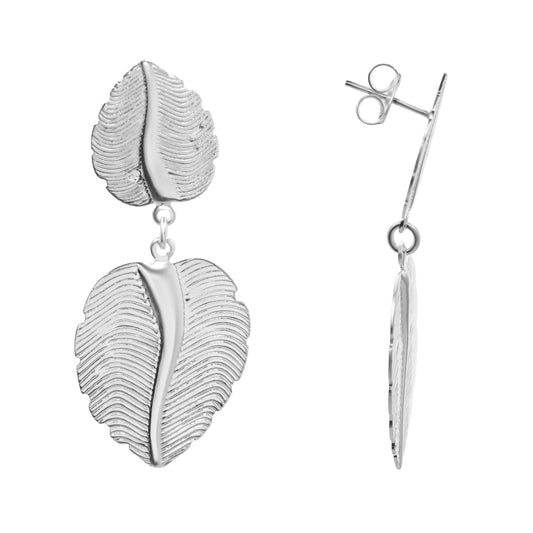 Aros Enchapados en Plata Diseño Doble Hojas