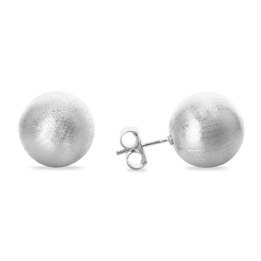 Aros Enchapados en Plata Diseño Esfera Satinada 10 mm