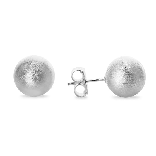 Aros Enchapados en Plata Diseño Esfera Satinada 8 mm