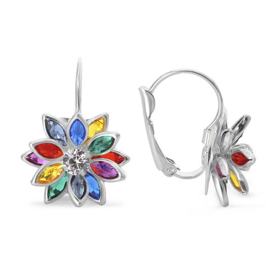 Aros Enchapados en Plata Diseño Flor de Circones con Gancho Catalán