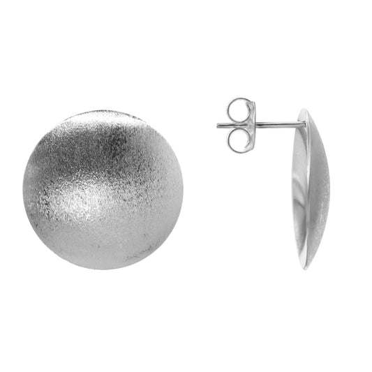 Aros Enchapados en Plata Diseño Placa Circular Satinada