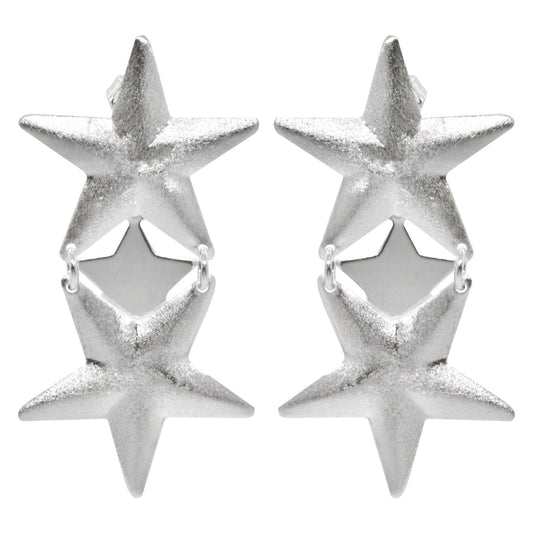 Aros Enchapados en Plata Doble Estrella