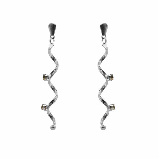Aros Enchapados en Plata Espirales con Dos Circones