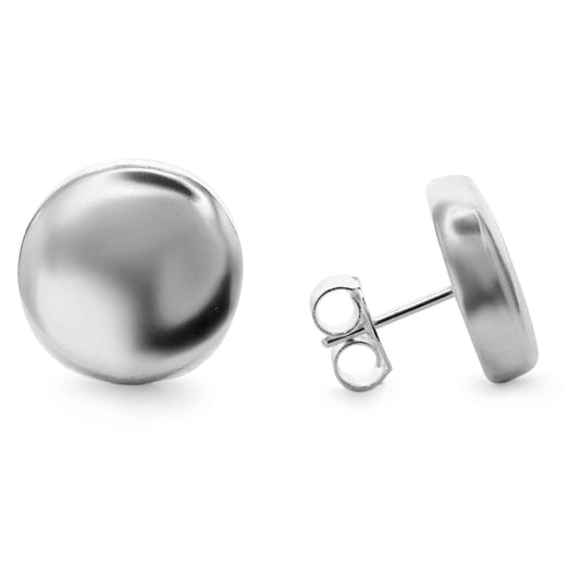 Aros Enchapados en Plata Estilo Botón de Textura Lisa