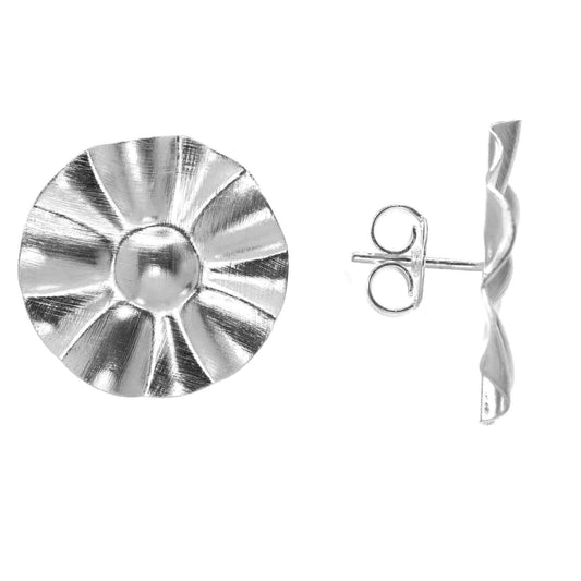 Aros Enchapados en Plata Flor Ondulada