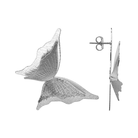 Aros Enchapados en Plata Mariposas Satinadas
