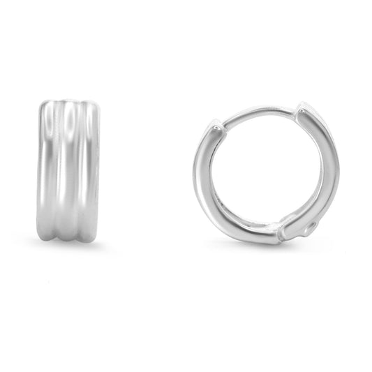 Aros Enchapados en Plata Mini Argollas Tripe Banda