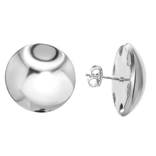 Aros Enchapados en Plata Modelo Botón de Textura Lisa