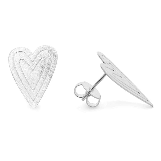 Aros Enchapados en Plata Placas de Corazón