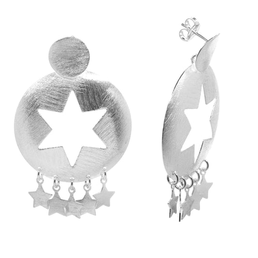 Aros Enchapados en Plata Placas de Estrella
