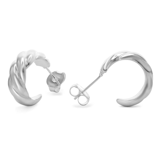 Aros Enchapados en Plata Semi Argollas Anudadas