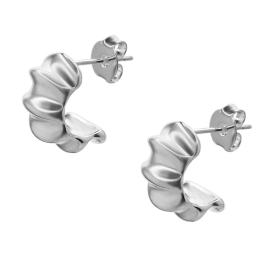 Aros Enchapados en Plata Semi Argollas con Relieve