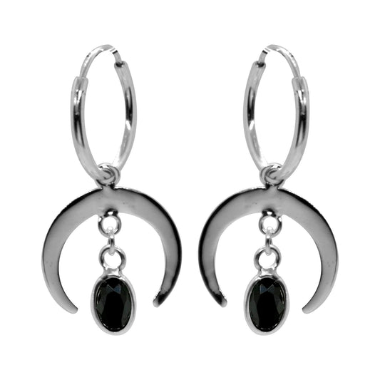 Aros Luna Gota Circón Onix