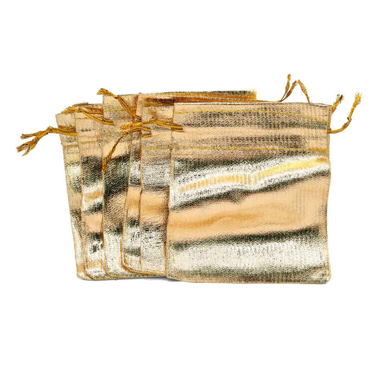 Bolsas de Lamé Doradas Medianas (6 UNIDADES)