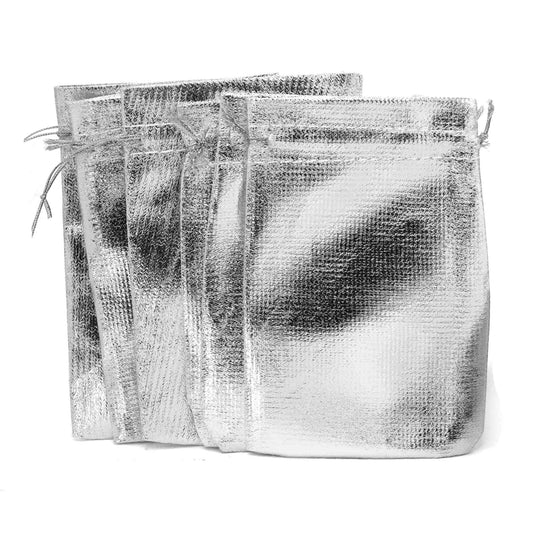 Bolsas de Lamé Plateadas Medianas (6 UNIDADES)
