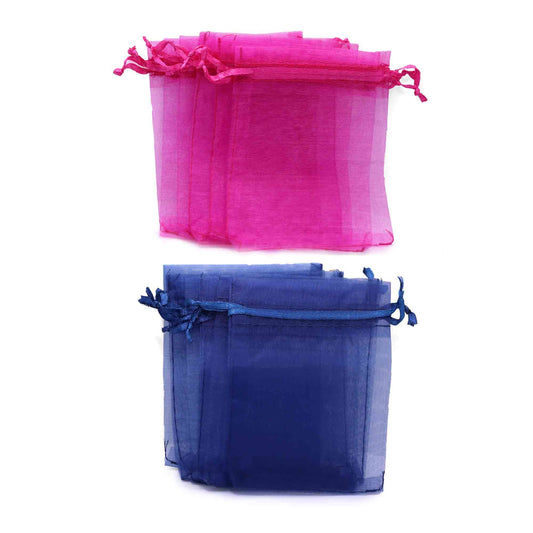 Bolsas de Organza Medianas Azul y Magenta