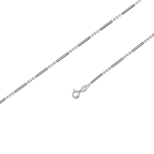 Cadena de Plata Cilindros y Esferas 40 cm