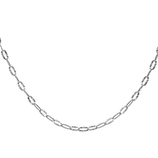 Cadena de Plata Eslabón Ovalado con Franjas 40 cm