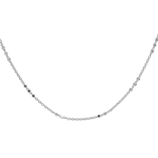 Cadena de Plata Eslabón Pequeño con Trio de Mini Esferas 40 cm