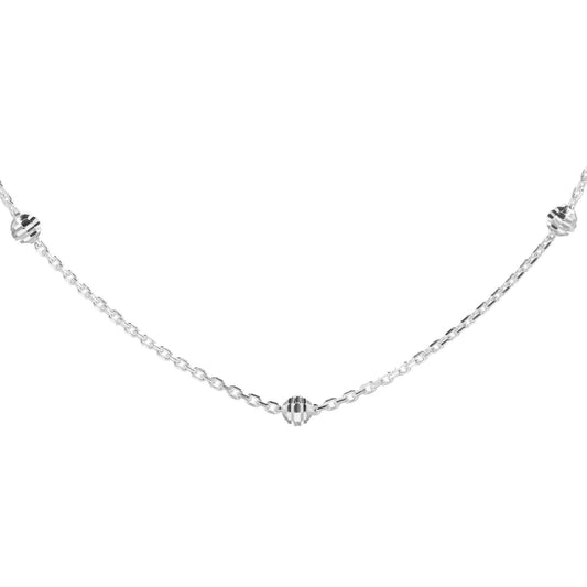 Cadena de Plata Eslabones con Esferas Grabadas 45 cm