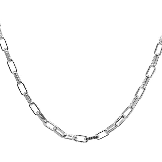 Cadena de Plata Eslabones Gruesos con Relieve 45 cm