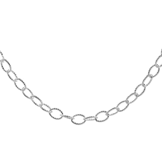 Cadena de Plata Eslabones Ovalados Biselados 50 cm
