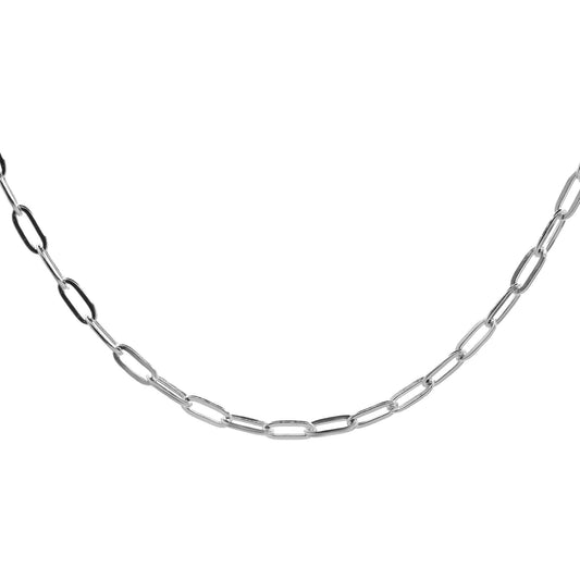 Cadena de Plata Eslabones Ovalados Lisos 45 cm