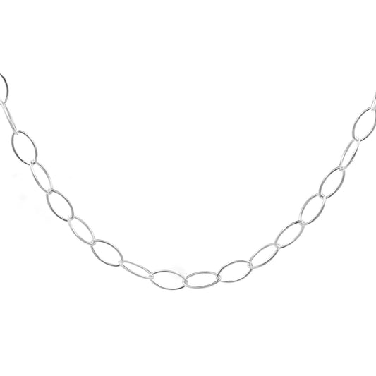 Cadena de Plata Eslabones Ovalados Lisos 50 cm