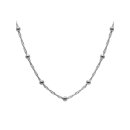 Cadena de Plata - Singapur con Esferas Lisas 50 cm