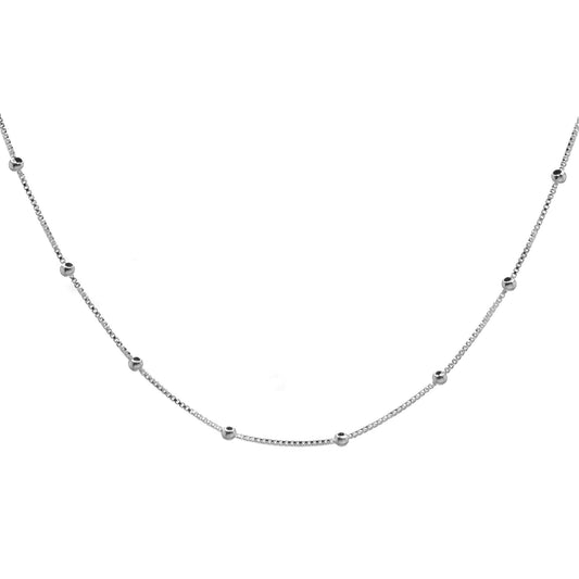Cadena de Plata - Veneciana con Esferas Lisas 50 cm