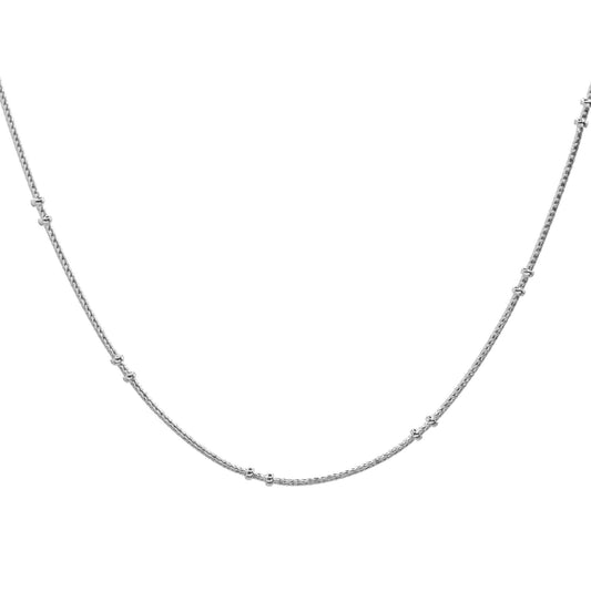 Cadena de Plata - Tubular con Mini Esferas 45 cm