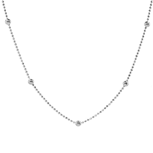 Cadena de Plata Puntos y Esferas 40 cm