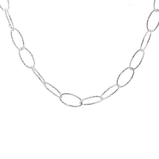 Cadena de Plata Eslabón Ovalado Semi Brillante 50 cm