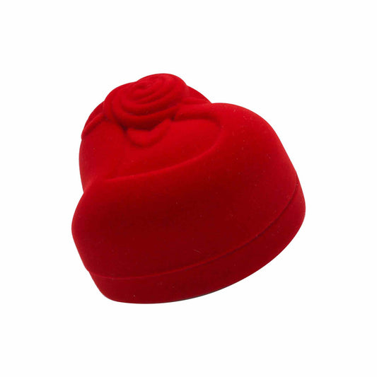 Caja de Compromiso Terciopelo Roja Corazón de Rosa