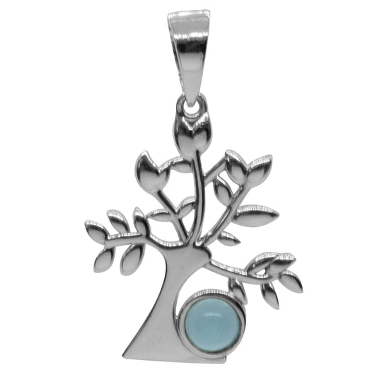 Colgante de Plata Árbol con Piedra Calcedonia