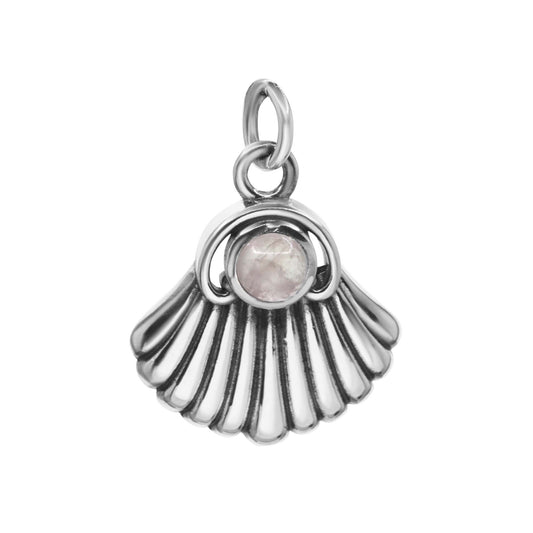 Colgante de Plata Conchita de Mar con Piedra Cuarzo Rosa