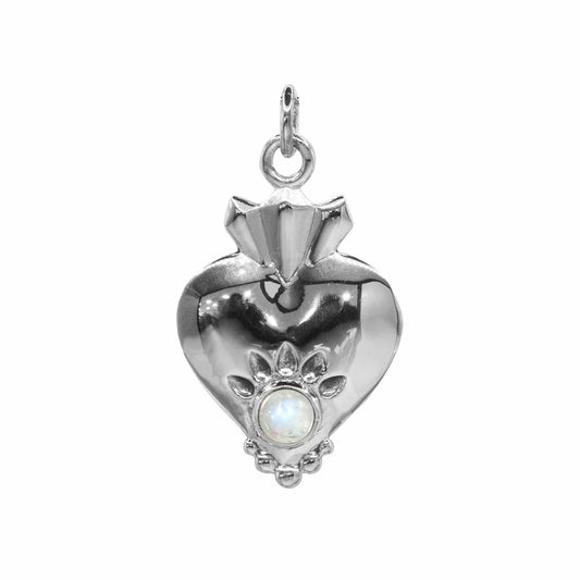Colgante de Plata Corazón Detente con Piedra Luna